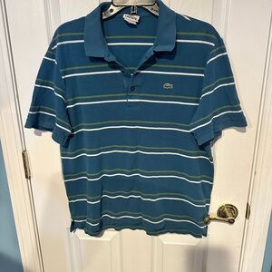 Lacoste Men's Teal Polo with Stripes
